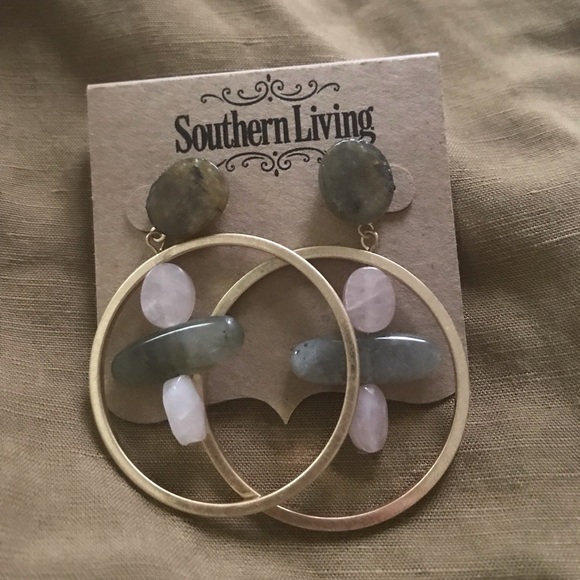 Southern Living Jewelry - NWT Southern Living Stone Hoop earrings Dillards